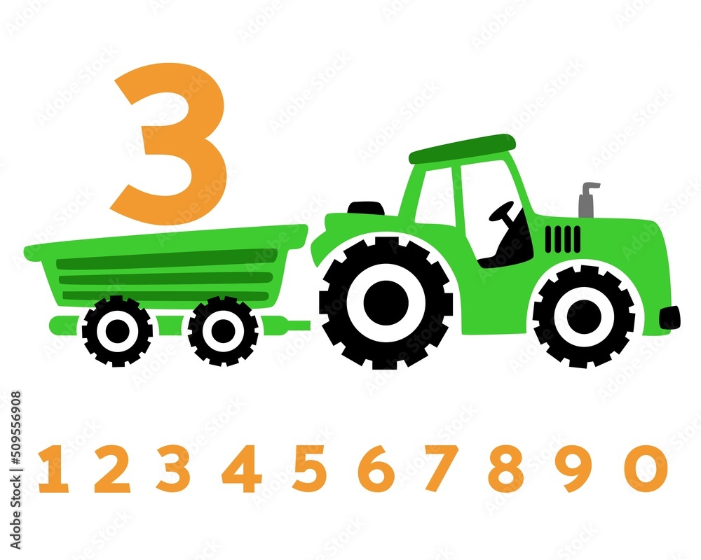 Tractor Birthday illustration, Farm Barnyard illustration, Boy vector