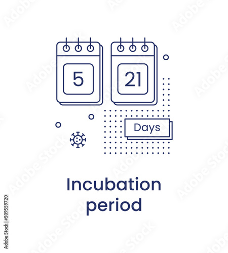 Monkeypox concept. Incubation period icon. Vector line illustration isolated on a white background.