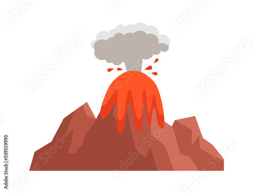 Active volcano Natural Landscape. Vector illustration