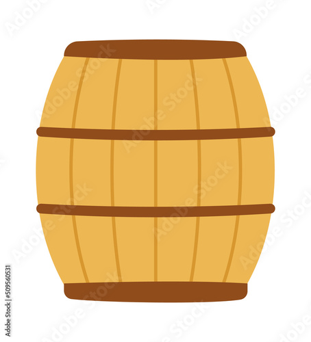 Wooden barrel icon. Vector illustration
