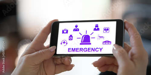 Fototapeta Naklejka Na Ścianę i Meble -  Emergency concept on a smartphone