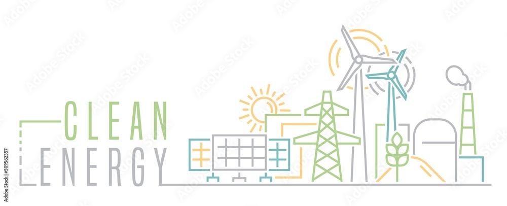 Clean renewable energy concept. Editable vector illustration. Clean renewable energy concept. Editable vector illustration.