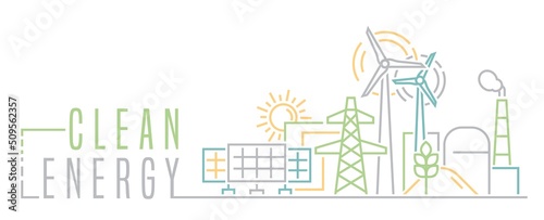 Clean renewable energy concept. Editable vector illustration.