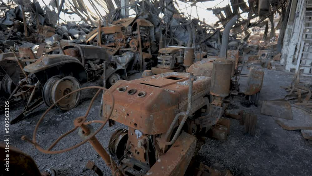 Destroyed logistics hub as a result of a rocket attack by Russian troops near Kyiv Destroyed logistics hub as a result of a rocket attack by Russian troops near Kyiv