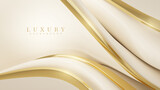 Luxury background with golden curve line element and glitter light effect decoration.