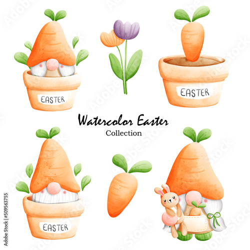 Watercolor Easter, Happy Easter. Happy Spring. Vector illustration