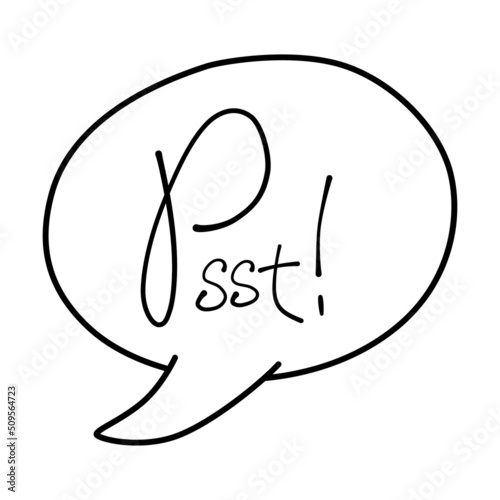 Psst word. Comic speech bubble. Text sound effects.