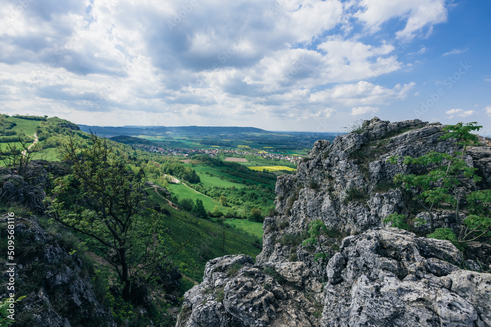 summer panorama of mountains in the Europe .