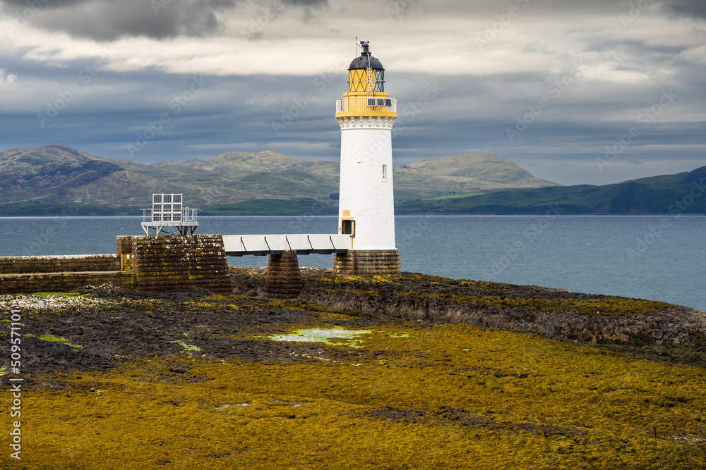 Rubha nan Gall lighthouse is located north of Tobermory on the Isle of Mull