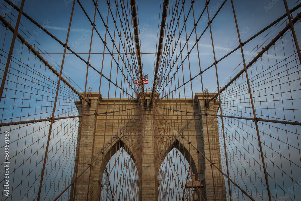 Obraz premium détail du Pont de Brooklyn à New York aux USA