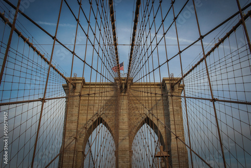 détail du Pont de Brooklyn à New York aux USA 