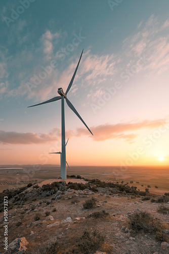 Cerro de Lillo wind farm, Castilla la Mancha, Spain. 
