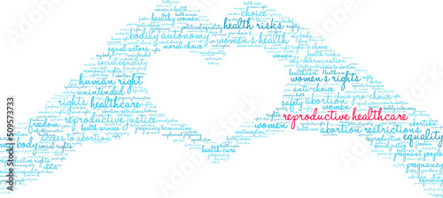 Reproductive Healthcare Word Cloud on a white background. 