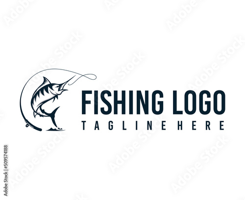 Fishing logo design template illustration. Sport fishing Logo