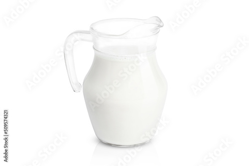 jug of milk on white