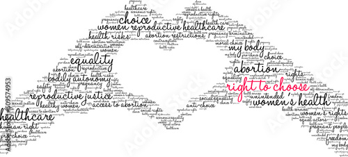 Right To Choose Word Cloud on a white background. 