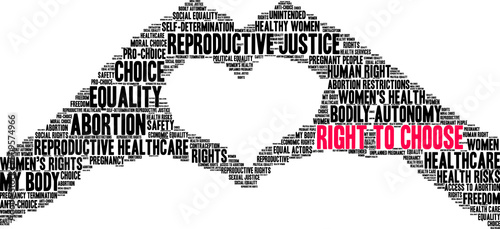 Right To Choose Word Cloud on a white background. 