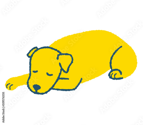 うつ伏せで寝る犬のイラスト