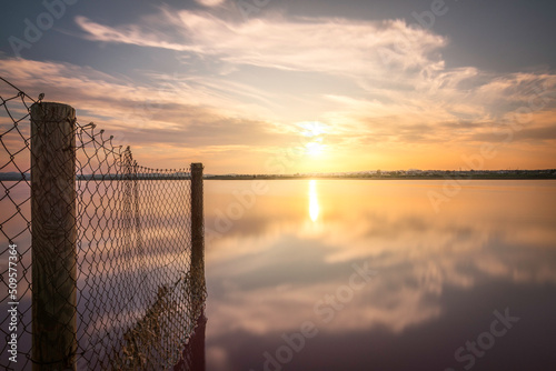 Sunset at the Pink Lagoon of Torrevieja  Alicante 