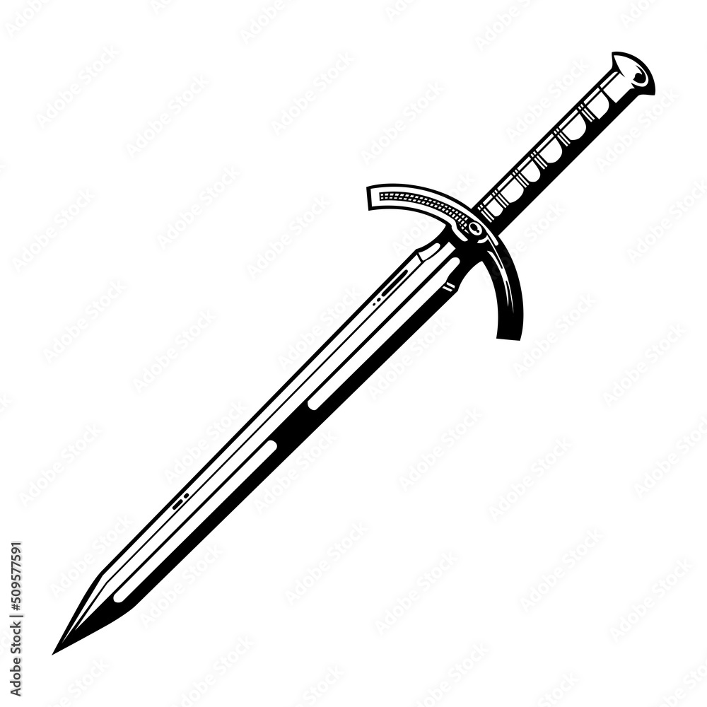 Naklejka premium Fantasy Straight Sword Vector
