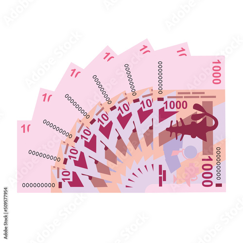 CFA Franc BCEAO Vector Illustration. West African Frank money set bundle banknotes. Paper money 1000 Fr. Flat style. Isolated on white background. Simple minimal design. photo