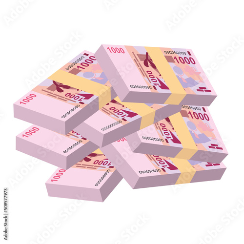 CFA Franc BCEAO Vector Illustration. West African Frank money set bundle banknotes. Paper money 1000 Fr. Flat style. Isolated on white background. Simple minimal design. photo
