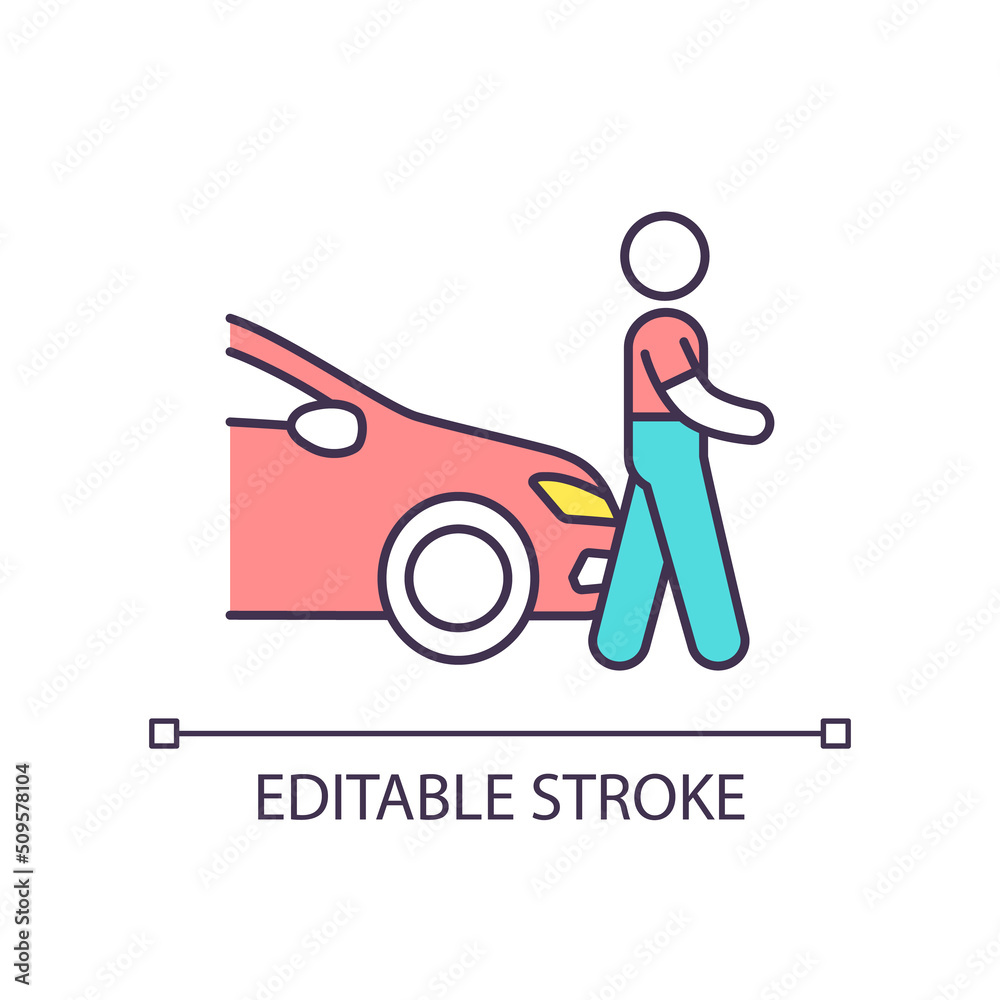 Driver and car owner rgb color icon person who drives automobile