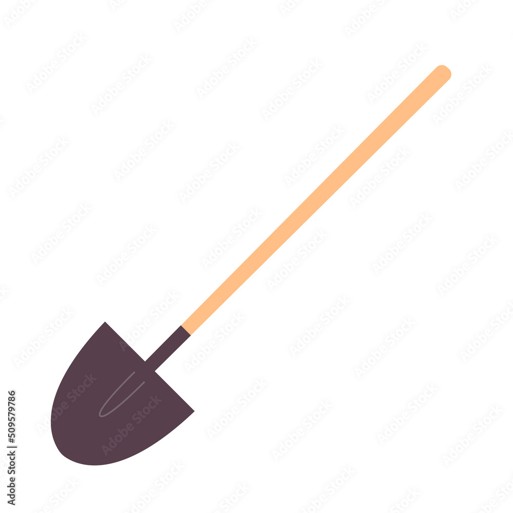 Garden tool shovel. Work instrument. Agriculture and work. Flat vector illustration isolated on white background Garden tool shovel. Work instrument. Agriculture and work. Flat vector illustration isolated on white background