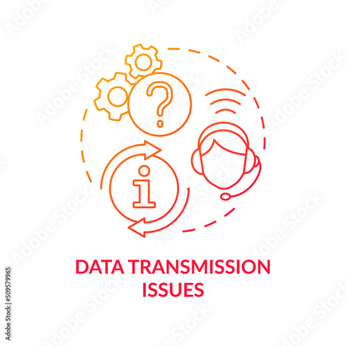 Data transmission issues red gradient concept icon. Information support service. Maas issue abstract idea thin line illustration. Isolated outline drawing. Myriad Pro-Bold font used