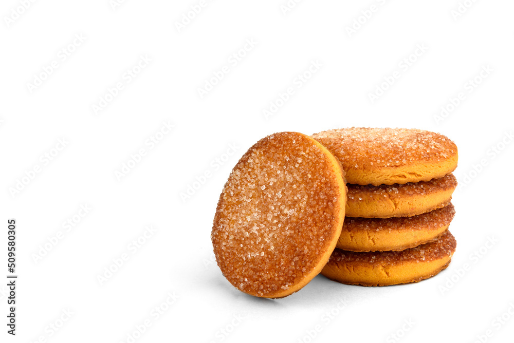 Shortbread orange cookies isolated on white background. Shortbread orange cookies isolated on white background.