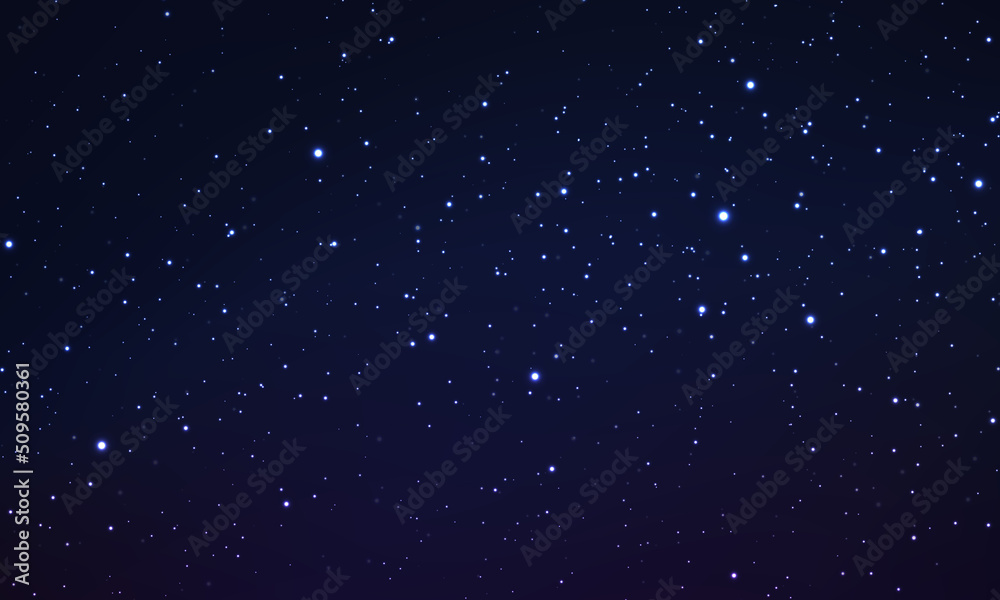 Space background with shining stars. Starry night with shiny stars in the gradient sky. Magic color galaxy. Star universe background. Milky way galaxy in the infinity space.