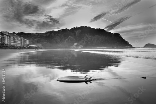 Zarautz is one of the most popular surfing beaches in Spain photo