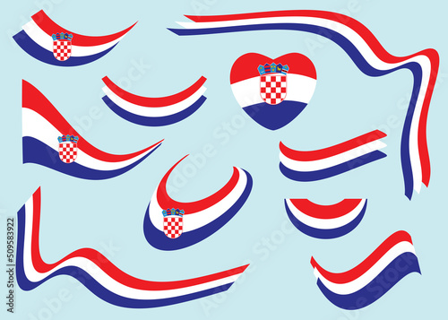 vector design elements - flags of Croatia in heart and ribbons