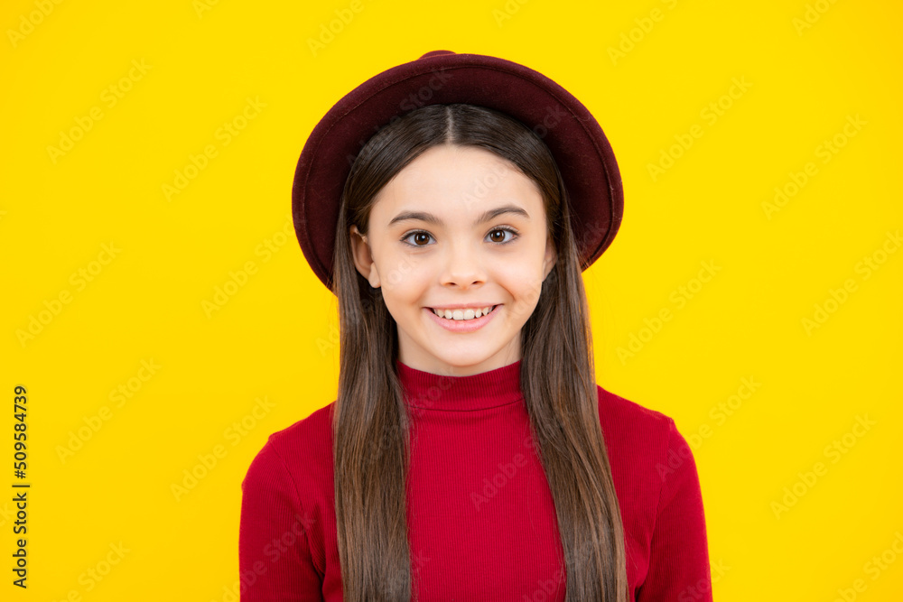 Happy teenager portrait. Smiling girl. Close up portrait of pretty teen girl. Latin or hispanic teenager child isolated on yellow background. Happy teenager portrait. Smiling girl. Close up portrait of pretty teen girl. Latin or hispanic teenager child isolated on yellow background.