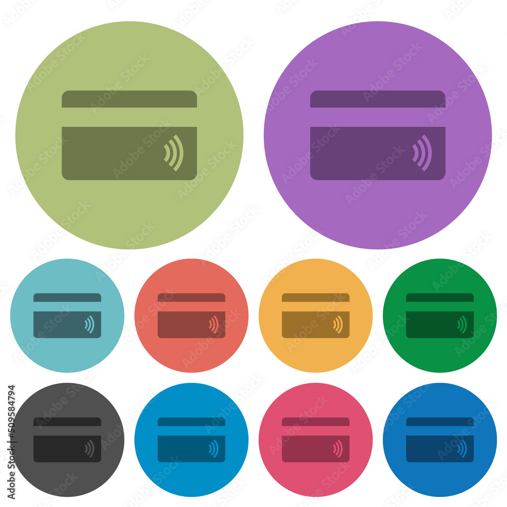 Contactless credit card solid color darker flat icons Contactless credit card solid color darker flat icons