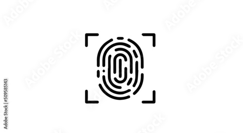 Fingerprint Identification Icon, Fingerprint Scan Icon, Biometric Identification Sign, Thumbprint Symbol Vector Illustration.

