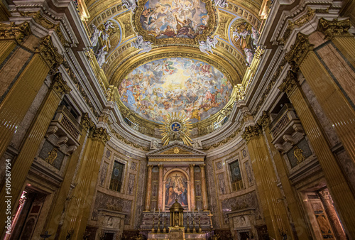Dome of one of the countless churches in the city of Rome, Italy