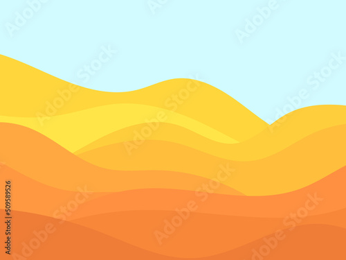 Desert landscape with dunes in a minimalist style. Flat design. Boho decor for prints, posters and interior design. Mid Century modern decor. Vector illustration
