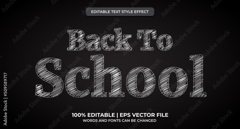 Back to school text, chalk style editable text effect