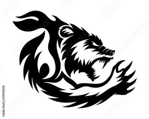 Angry bear icon isolated on white background.