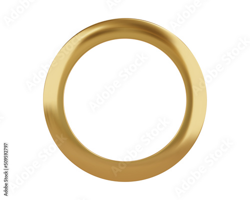 Gold metal grommet ring for paper, card, tag, sticker or hanger. Banner steel or chrome circle isolated realistic eyelet on white background. Vector illustration