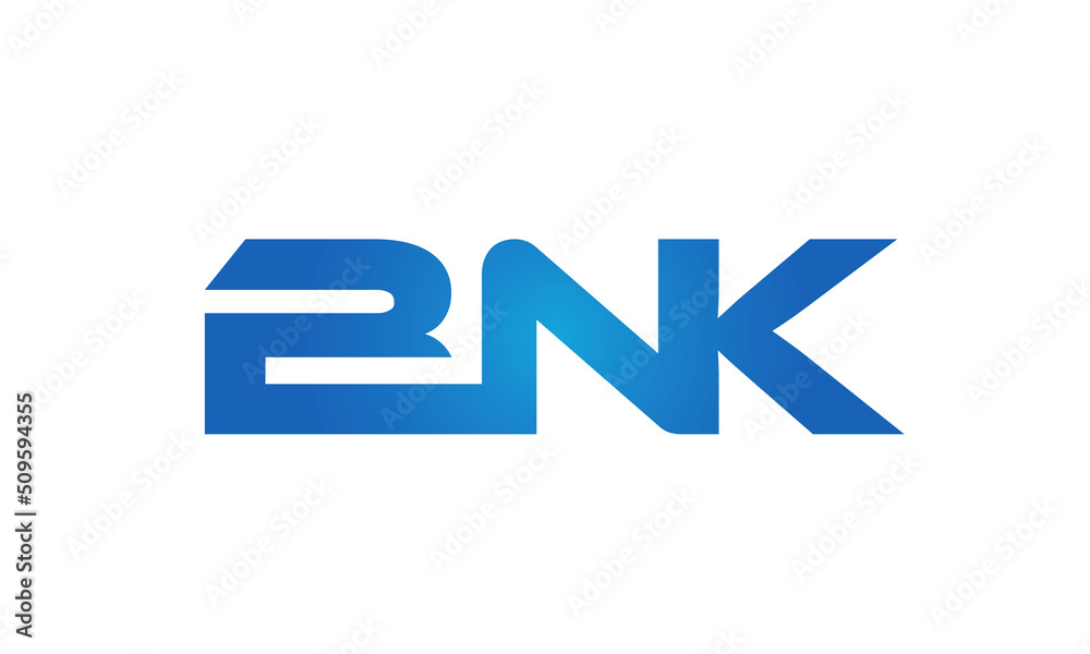 Connected BNK Letters logo Design Linked Chain logo Concept Connected BNK Letters logo Design Linked Chain logo Concept