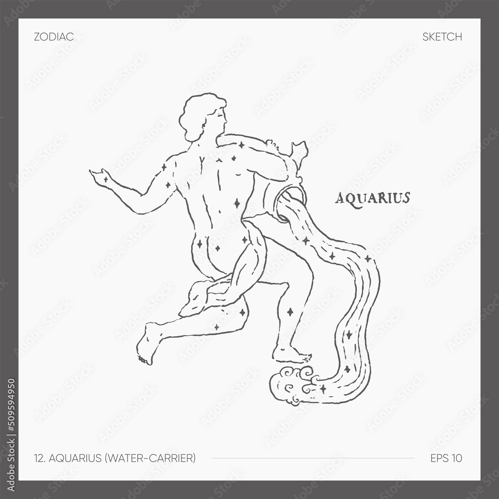 Fototapeta premium Illustration of astrological zodiac Aquarius
