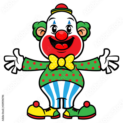 Cartoon illustration of Funny Clown greeting and smiles, best for mascot, logo, sticker, and decoration with circus themes