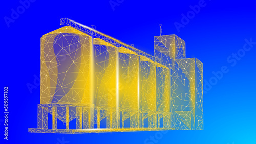 3D granary industrial grain. World food Day hunger awareness. Help charity food help global international refugees vector illustration