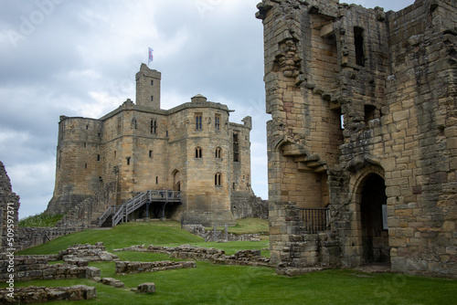 Inside the grounds of the medieval Warkworth Castle which was home to the powerful Percy family in the late Middle Ages