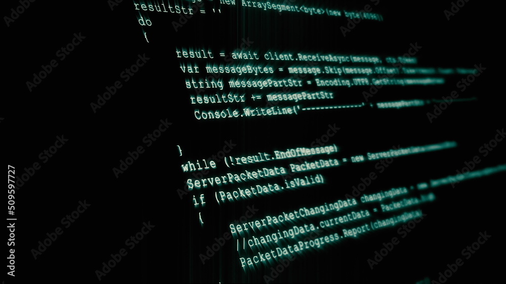 3D Hacking code data flow stream on green screen with typing coding ...