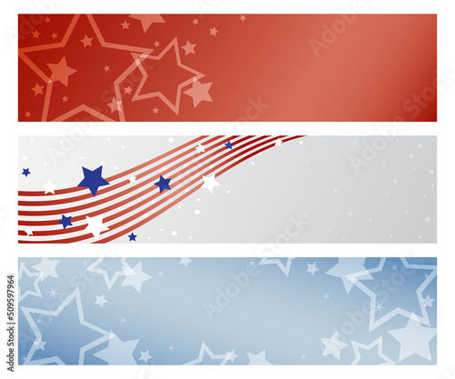 A set of three patriotic themed banners with copyspace
