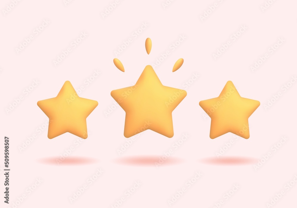 3d stars review - realistic yellow stars on pink background. Customer rating, feedback or achievement concept vector illustration 3d stars review - realistic yellow stars on pink background. Customer rating, feedback or achievement concept vector illustration