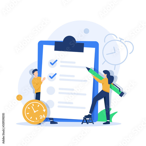 Plan fulfilled, task completed concept,flat design icon vector illustration
